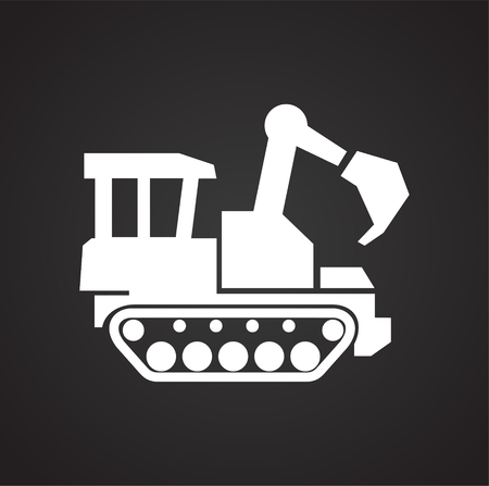 Dozer icon on black background for graphic and web design, Modern simple vector sign. Internet concept. Trendy symbol for website design web button or mobile appの写真素材