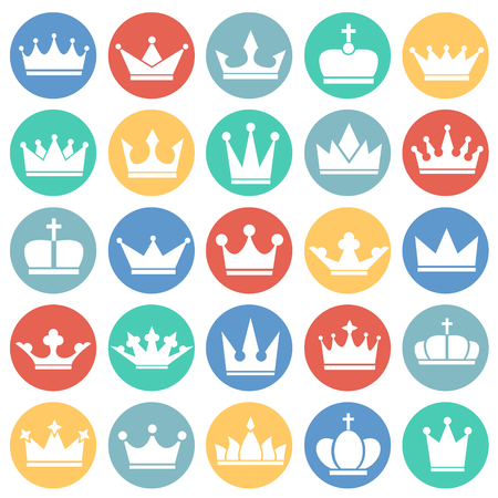 Crown icon set on circles color background for graphic and web design, Modern simple vector sign. Internet concept. Trendy symbol for website design web button or mobile app.のイラスト素材