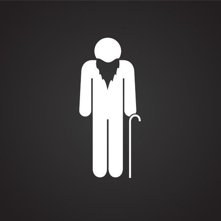 Grand father figure on black background iconのイラスト素材