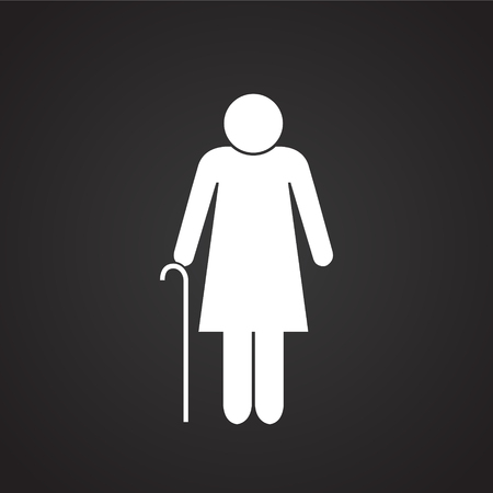 Grand mother figure on black background iconのイラスト素材