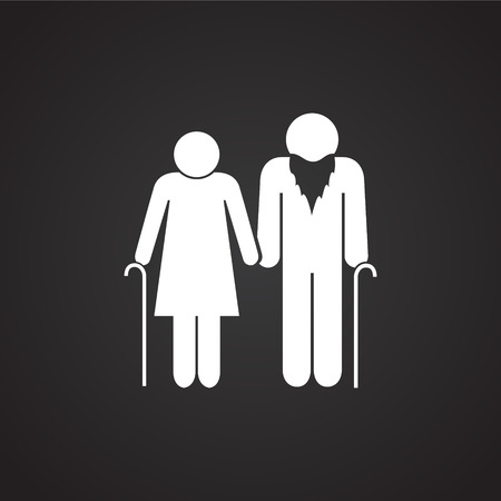Elder couple on black background icon for app or web usingのイラスト素材