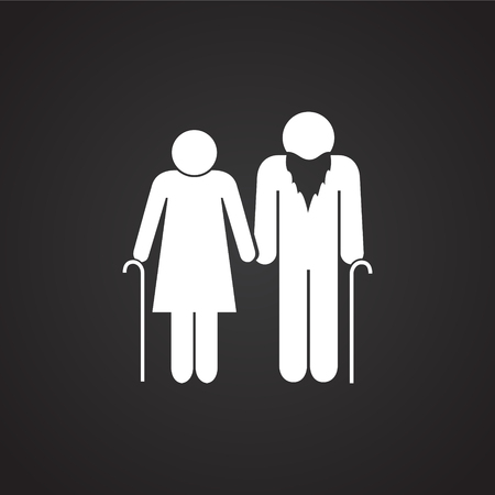 Elder couple on black background icon for app or web usingのイラスト素材