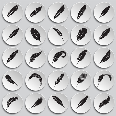 Feather icons set on plates background for graphic and web design, Modern simple vector sign. Internet concept. Trendy symbol for website design web button or mobile appのイラスト素材