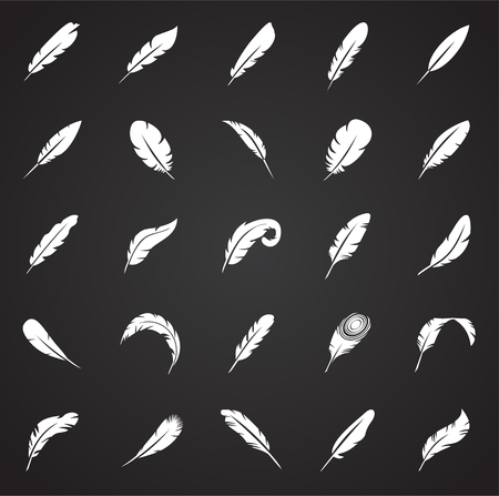Feather icons set on black background for graphic and web design, Modern simple vector sign. Internet concept. Trendy symbol for website design web button or mobile appのイラスト素材