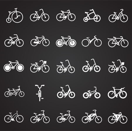 Bicycle icons set on black background for graphic and web design, Modern simple vector sign. Internet concept. Trendy symbol for website design web button or mobile appのイラスト素材
