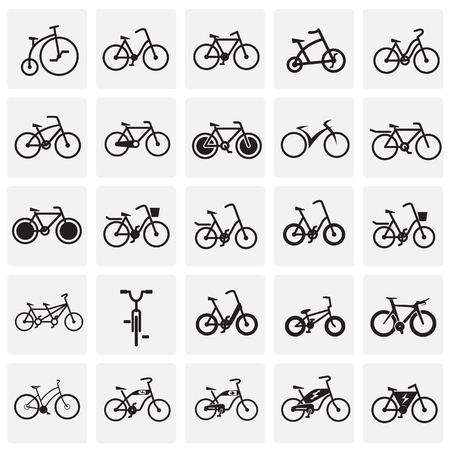 Bicycle icons set on squares background for graphic and web design, Modern simple vector sign. Internet concept. Trendy symbol for website design web button or mobile appの写真素材