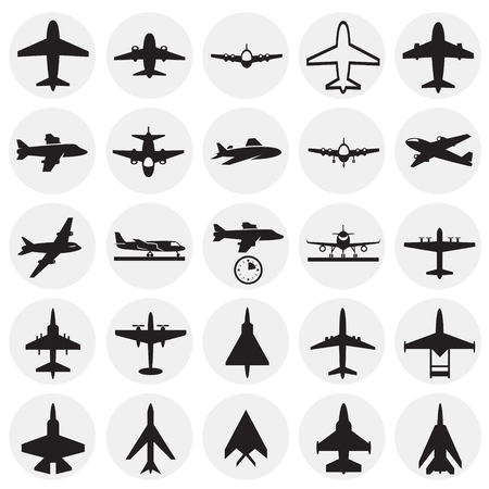 Airplane icons on circles white background for graphic and web design, Modern simple vector sign. Internet concept. Trendy symbol for website design web button or mobile appのイラスト素材