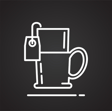 Tea bag outline icon on black background for graphic and web design, Modern simple vector sign. Internet concept. Trendy symbol for website design web button or mobile appのイラスト素材