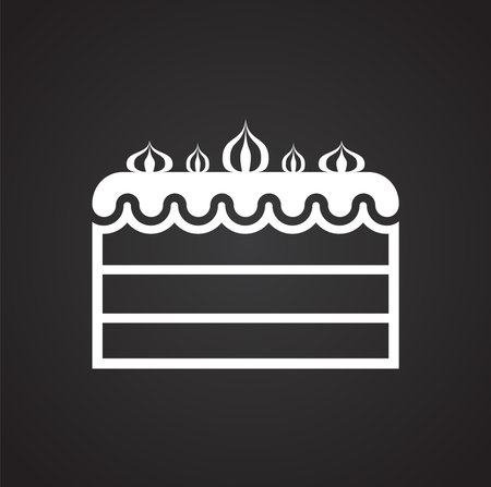 Cake icon on black background for graphic and web design, Modern simple vector sign. Internet concept. Trendy symbol for website design web button or mobile appのイラスト素材