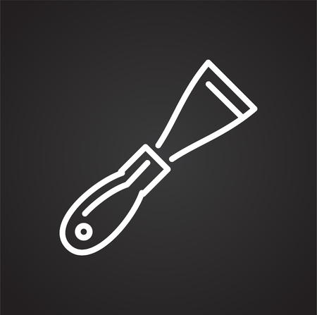 Tool spatula line icon on black background for graphic and web design, Modern simple vector sign. Internet concept. Trendy symbol for website design web button or mobile appの写真素材