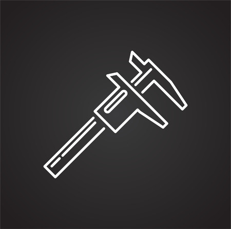 Tool caliper line icon on black background for graphic and web design, Modern simple vector sign. Internet concept. Trendy symbol for website design web button or mobile appの写真素材