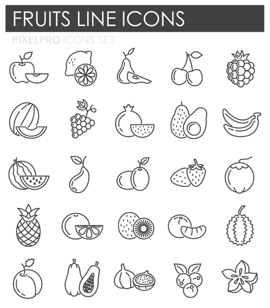 Fruit icons set on white background for graphic and web design, Modern simple vector sign. Internet concept. Trendy symbol for website design web button or mobile appの写真素材