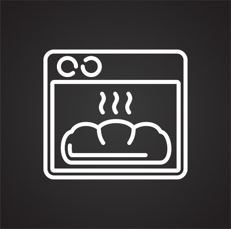 Bakery oven outline icon black background for graphic and web design, Modern simple vector sign. Internet concept. Trendy symbol for website design web button or mobile appの写真素材
