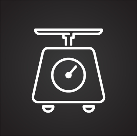 Scales line icon on black background for graphic and web design, Modern simple vector sign. Internet concept. Trendy symbol for website design web button or mobile appの写真素材
