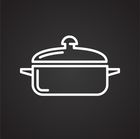 Cookware line icon on black background for graphic and web design, Modern simple vector sign. Internet concept. Trendy symbol for website design web button or mobile appの写真素材