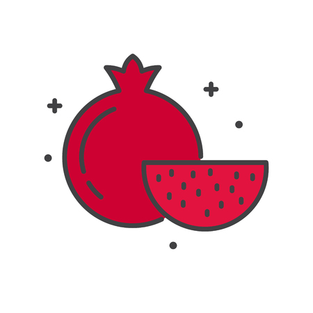 Pomegranate line icon on white background for graphic and web design, Modern simple vector sign. Internet concept. Trendy symbol for website design web button or mobile appの写真素材