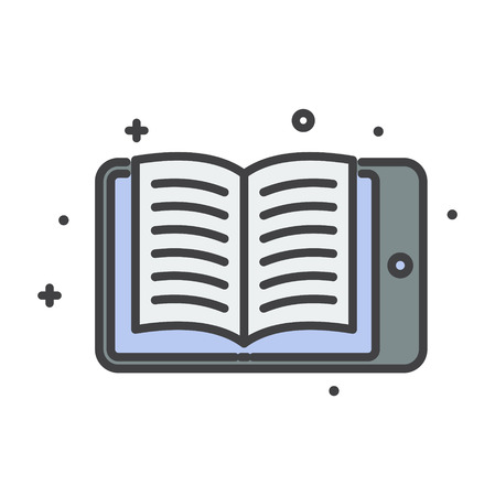 E-Learning book line icon on white background for graphic and web design, Modern simple vector sign. Internet concept. Trendy symbol for website design web button or mobile appの写真素材