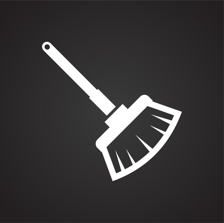 Cleaning broom icon on black background for graphic and web design, Modern simple vector sign. Internet concept. Trendy symbol for website design web button or mobile appのイラスト素材