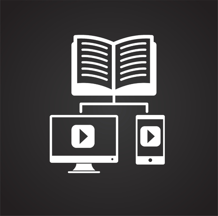 E-Education icon on black background for graphic and web design, Modern simple vector sign. Internet concept. Trendy symbol for website design web button or mobile appのイラスト素材