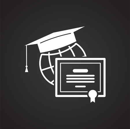 E-Education icon on black background for graphic and web design, Modern simple vector sign. Internet concept. Trendy symbol for website design web button or mobile appのイラスト素材