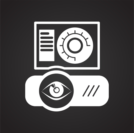 Vision check up icon on black background for graphic and web design, Modern simple vector sign. Internet concept. Trendy symbol for website design web button or mobile appのイラスト素材