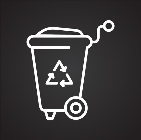 Trash bin line icon on black background for graphic and web design, Modern simple vector sign. Internet concept. Trendy symbol for website design web button or mobile appのイラスト素材