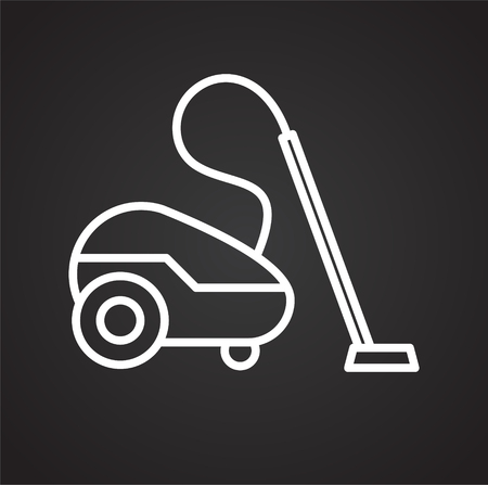 Vacuum cleaner line icon on black background for graphic and web design, Modern simple vector sign. Internet concept. Trendy symbol for website design web button or mobile appのイラスト素材