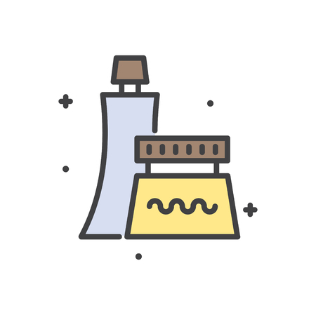 Sun creme line icon on white background for graphic and web design, Modern simple vector sign. Internet concept. Trendy symbol for website design web button or mobile appの写真素材