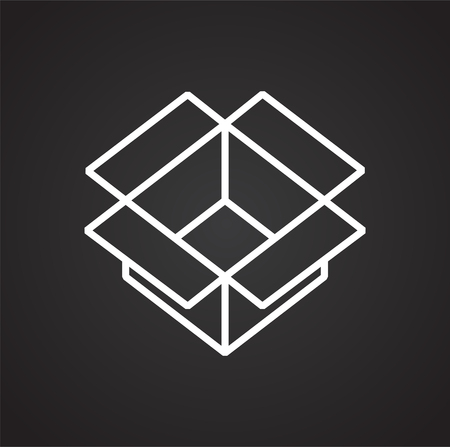 Box line icon on black background for graphic and web design, Modern simple vector sign. Internet concept. Trendy symbol for website design web button or mobile appの写真素材