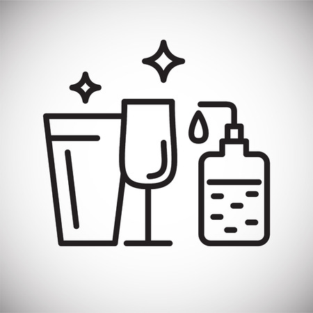 Glassware cleaning line icon on white background for graphic and web design, Modern simple vector sign. Internet concept. Trendy symbol for website design web button or mobile appのイラスト素材