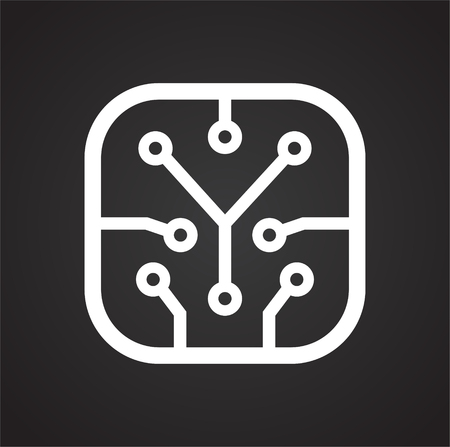 Electronic circuit icon on black background for graphic and web design, Modern simple vector sign. Internet concept. Trendy symbol for website design web button or mobile appの写真素材