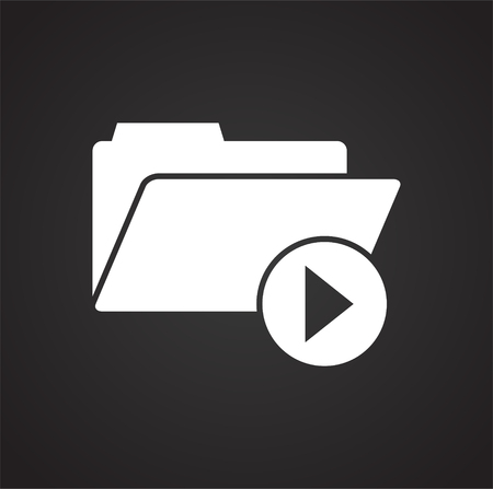 Video blogger files icon on black background for graphic and web design, Modern simple vector sign. Internet concept. Trendy symbol for website design web button or mobile appの写真素材