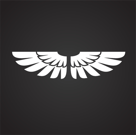 Wing icon on black background for graphic and web design. Simple vector sign. Internet concept symbol for website button or mobile app.のイラスト素材