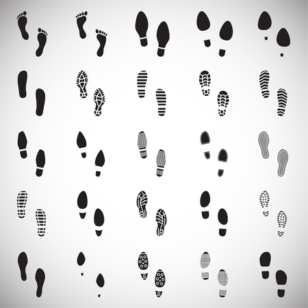 Footprints icons set on white background for graphic and web design. Simple vector sign. Internet concept symbol for website button or mobile app.のイラスト素材