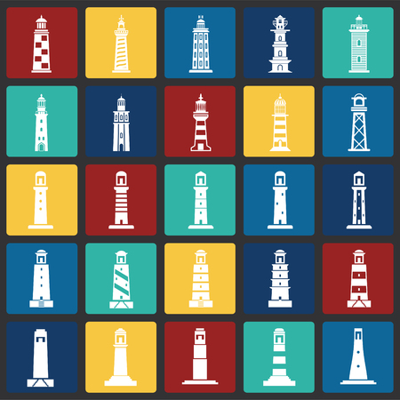 Lighthouse  icons set on background for graphic and web design. Simple vector sign. Internet concept symbol for website button or mobile app.のイラスト素材