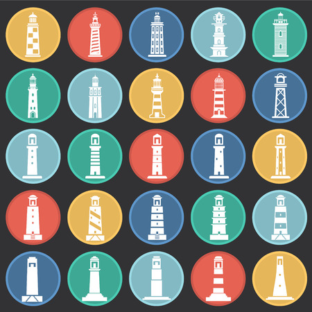 Lighthouse  icons set on background for graphic and web design. Simple vector sign. Internet concept symbol for website button or mobile app.のイラスト素材