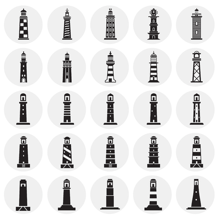Lighthouse  icons set on background for graphic and web design. Simple vector sign. Internet concept symbol for website button or mobile app.のイラスト素材