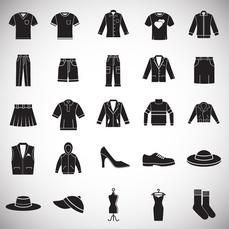 Clothing icons set on white background for graphic and web design. Simple vector sign. Internet concept symbol for website button or mobile app.のイラスト素材