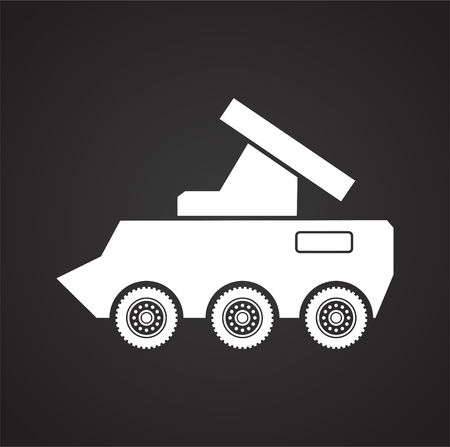 Military vehicle icon on background for graphic and web design. Simple vector sign. Internet concept symbol for website button or mobile app.のイラスト素材