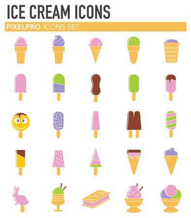 Ice cream icons set on white background for graphic and web design. Simple vector sign. Internet concept symbol for website button or mobile app.のイラスト素材