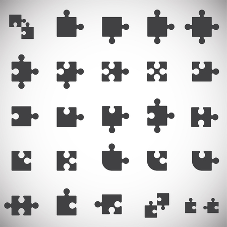 Puzzle icons set on whites background for graphic and web design. Simple vector sign. Internet concept symbol for website button or mobile app.のイラスト素材