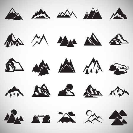 Mountains icons set on white background for graphic and web design. Simple vector sign. Internet concept symbol for website button or mobile app.のイラスト素材