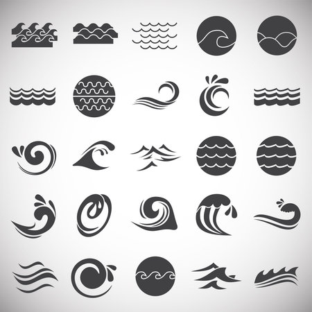 Waves icons set on white background for graphic and web design. Simple vector sign. Internet concept symbol for website button or mobile app.のイラスト素材