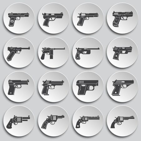 Pistol related icons set on background for graphic and web design. Simple illustration. Internet concept symbol for website button or mobile appのイラスト素材