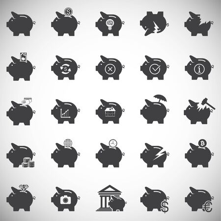 Piggy bank icons set on background for graphic and web design. Simple illustration. Internet concept symbol for website button or mobile app.のイラスト素材