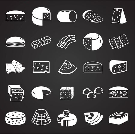 Cheese related icons set on background for graphic and web design. Simple illustration. Internet concept symbol for website button or mobile appのイラスト素材