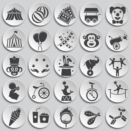 Circus related icons set on background for graphic and web design. Simple illustration. Internet concept symbol for website button or mobile appのイラスト素材