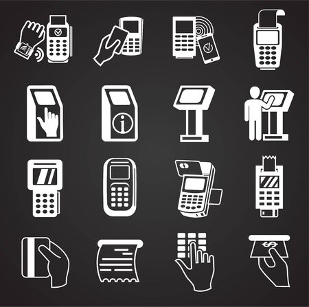 Pos terminal icons set on background for graphic and web design. Simple illustration. Internet concept symbol for website button or mobile appのイラスト素材
