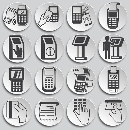 Pos terminal icons set on background for graphic and web design. Simple illustration. Internet concept symbol for website button or mobile appのイラスト素材