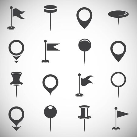 Geolocation related icons set on background for graphic and web design. Simple illustration. Internet concept symbol for website button or mobile appのイラスト素材